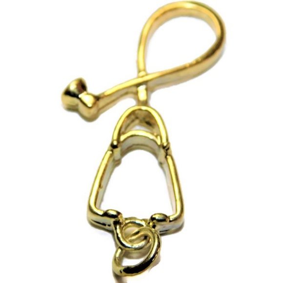 Big Stethoscope Charm Pendant 14k Yellow Gold - Picture 2 of 3